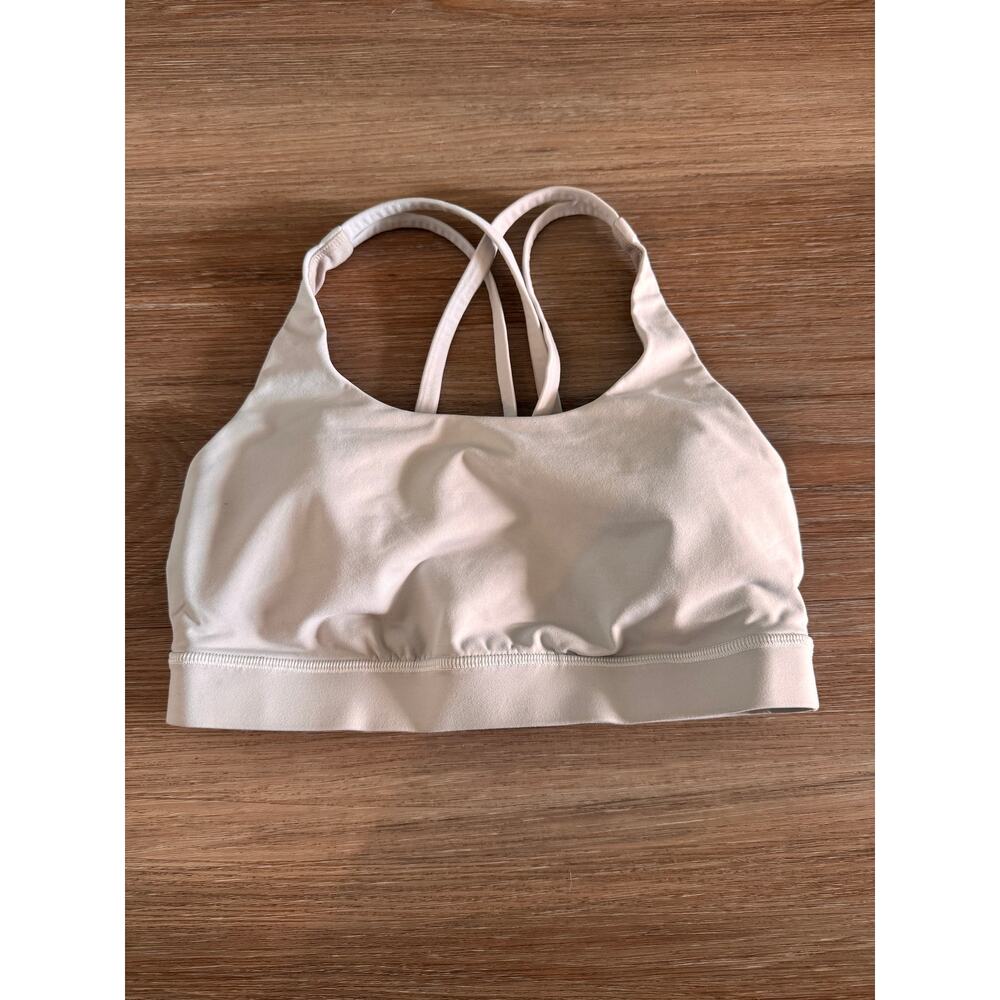 Lululemon Energy Bra Light Grey Strappy Crossback Size 6 Medium Support - Picture 6 of 9